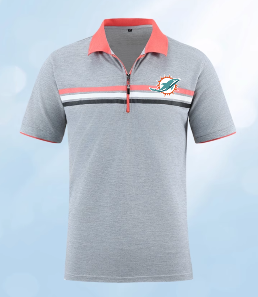 Miami Dolphins grey Men 2025 NFL polo T shirt->nfl t-shirts->Sports Accessory